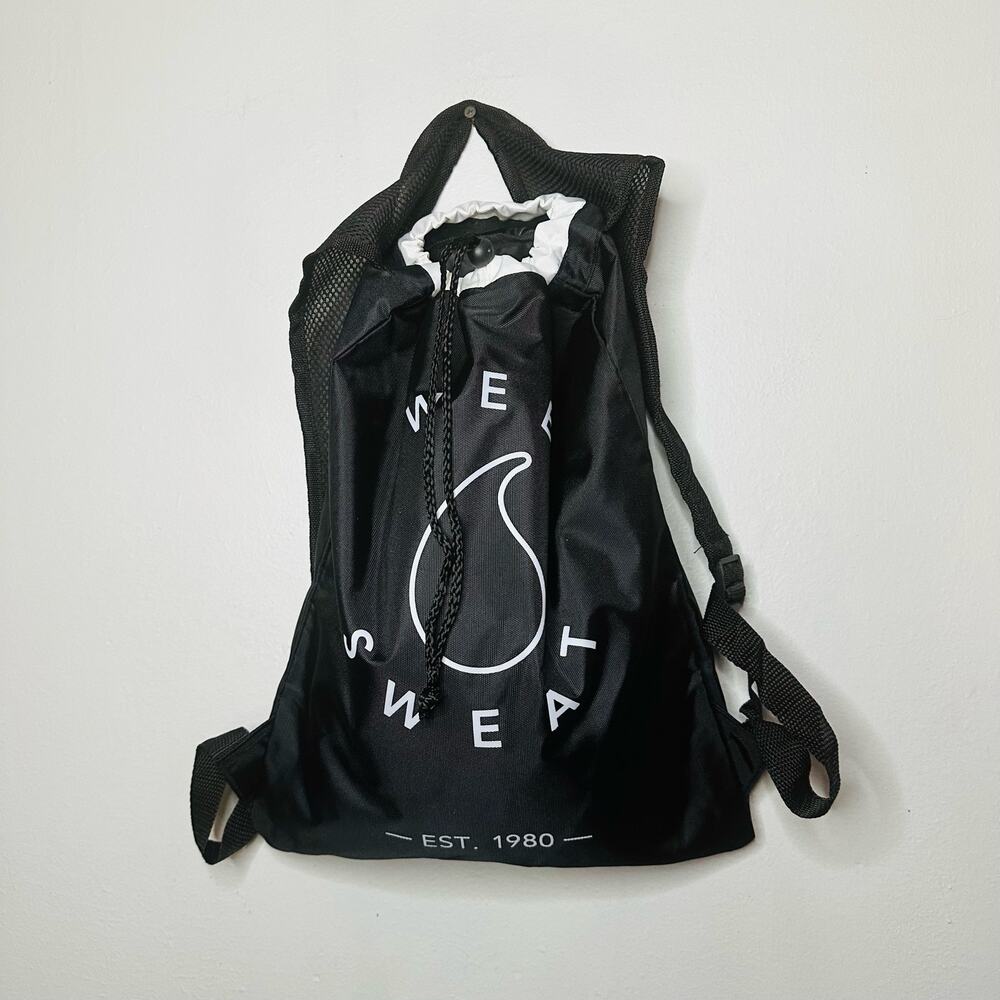 New Sweet Sweat Black Drawstring Gym Travel Bag Backpack